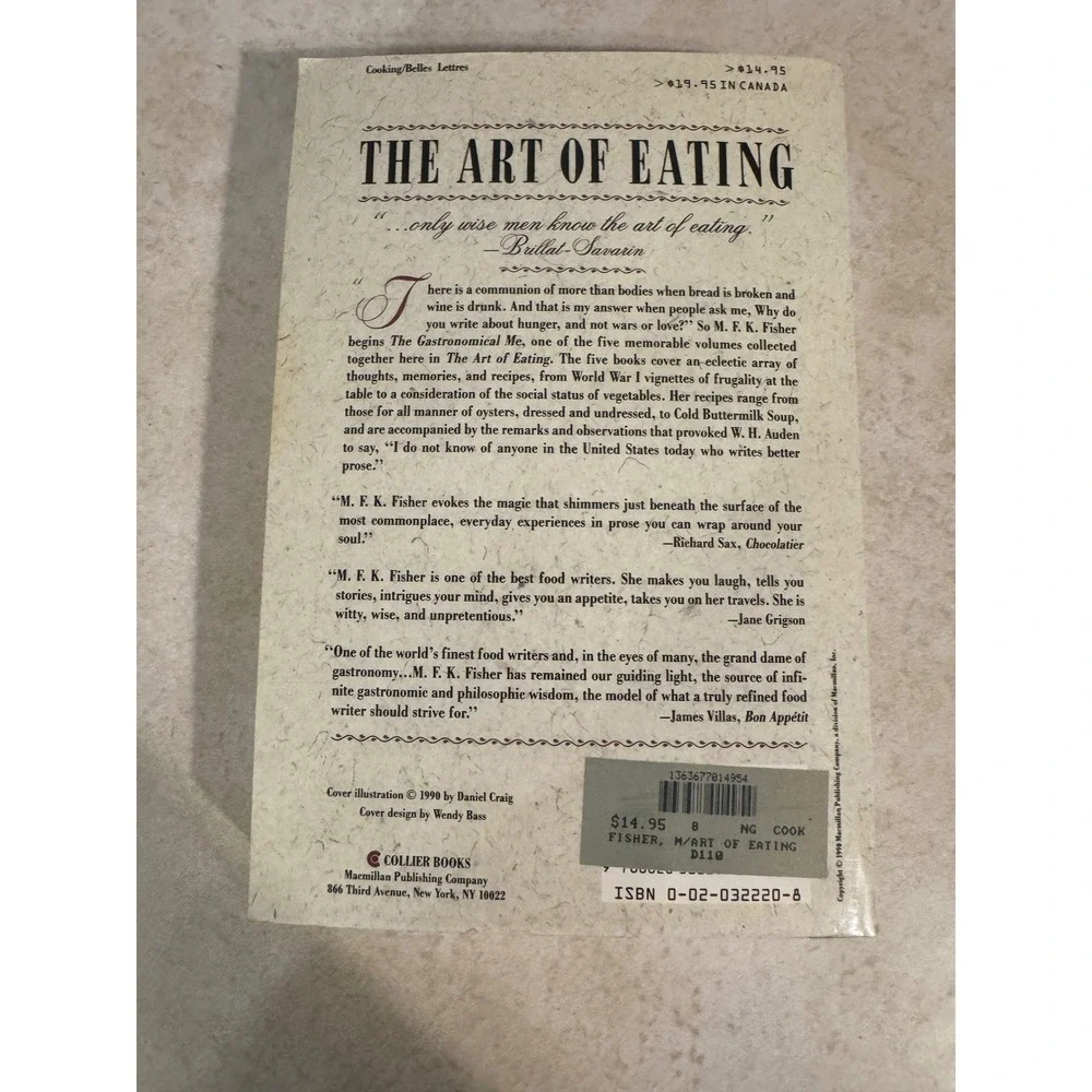 The Art‎ of Eating M.F.K. Fisher Collier Books 1990 Pbk Gastronomy Anthology